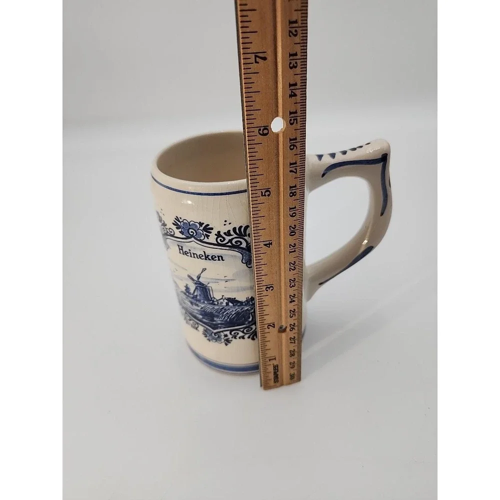 Vintage Heineken Delft Blue Holland Porcelain‎ Beer Stein Mug Windmill Dutch